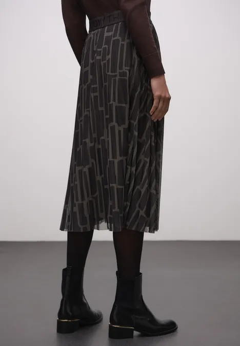 Jupe plissée en mesh avec imprimé darkest brown