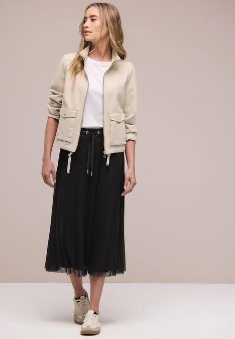 Midi-rok van mesh met een geplooide textuur Black