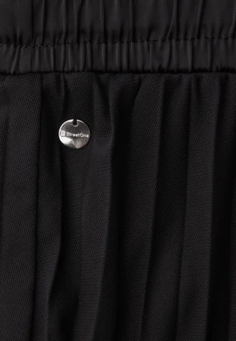 Midi-rok van mesh met een geplooide textuur Black