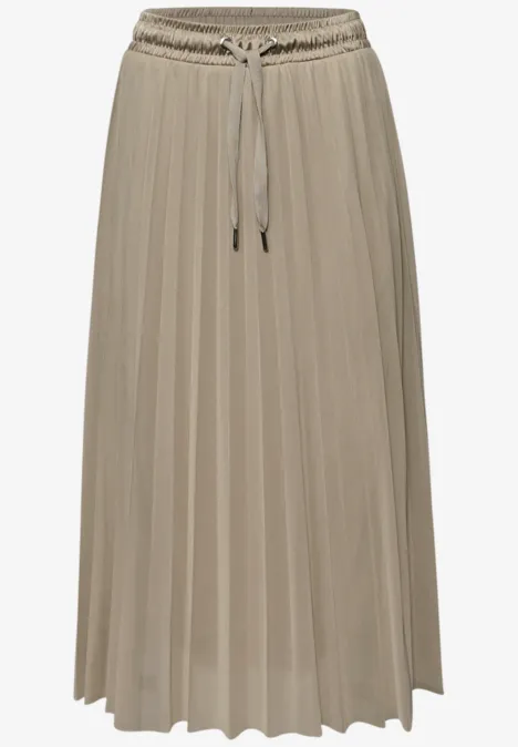 Jupe midi en mesh à structure plissée safari beige