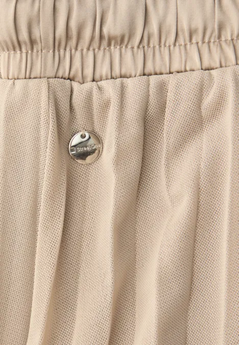 Jupe midi en mesh à structure plissée safari beige