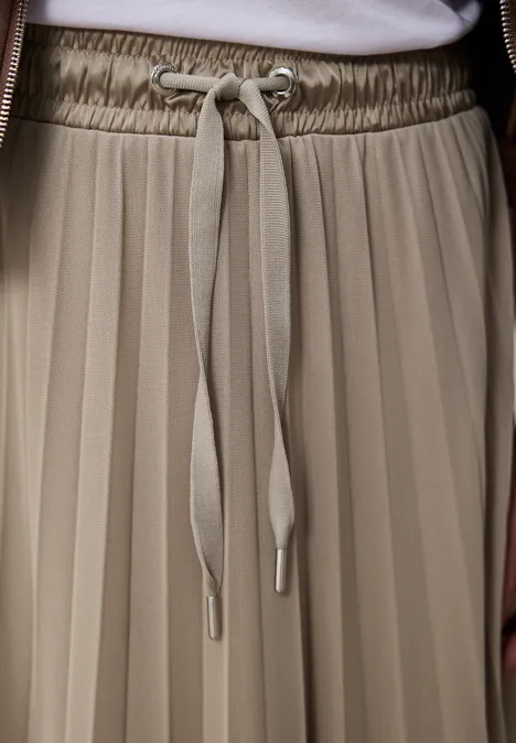 Jupe midi en mesh à structure plissée safari beige