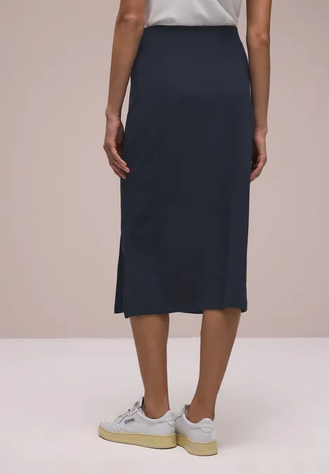 Jupe midi en structure côtelée shadowed navy