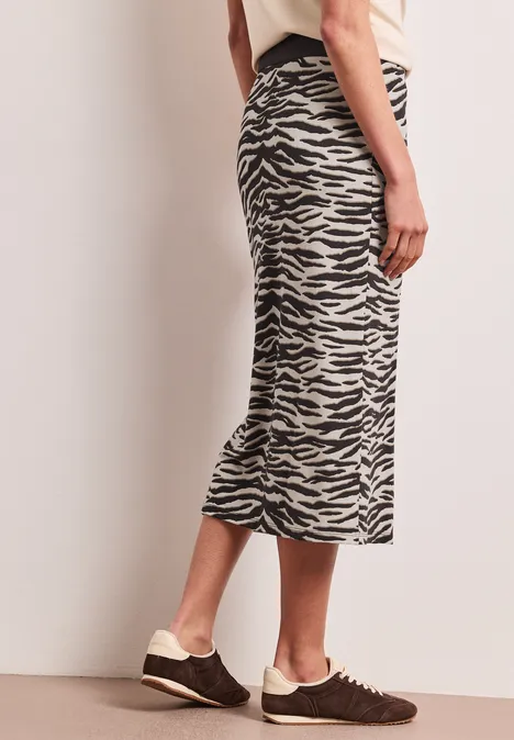 Jupe midi avec fente et imprimé animalier espresso brown