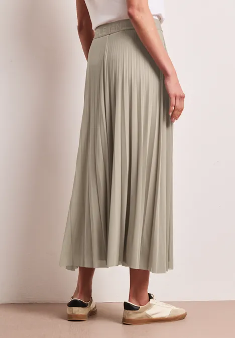 Jupe midi en mesh à structure plissée timeless beige