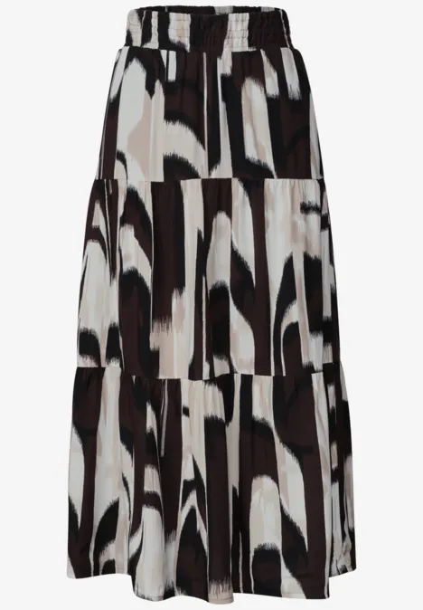 Zwart-witte midirok met abstract patroon