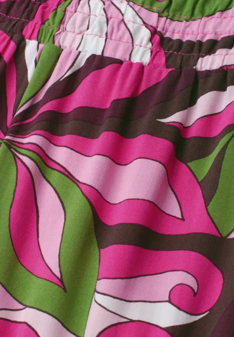 Maxi-Rock mit Volants und Print magenta dream Bunt gemusterter Stoff mit geschwungenen Blüten- und Blattmotiven in Pink, Grün, Weiß und Braun