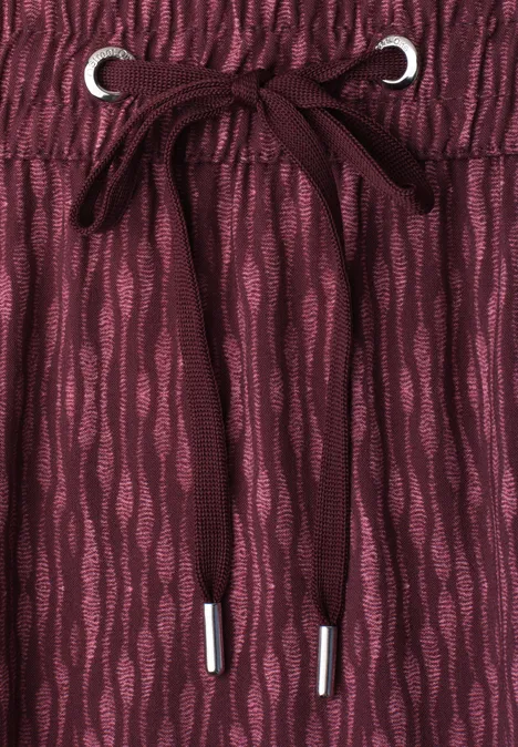 Midirock mit Elastikbund und Print blush berry Bordeauxfarbene Hose mit Wellenmuster und Kordelzug in der Taille