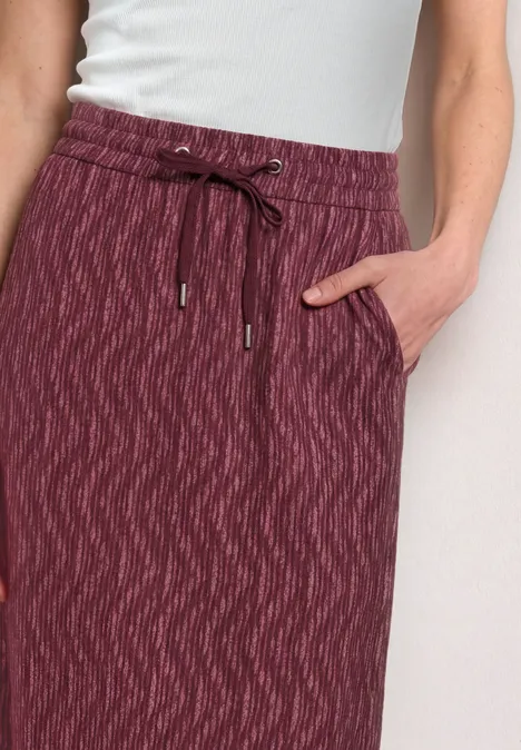 Midirock mit Elastikbund und Print blush berry Knieumspielender, weinroter Rock mit elastischem Bund, Tunnelzug und Seitentaschen