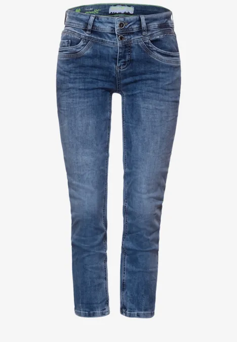Casual Fit Jeans in 7/8 indigo mix random bleach