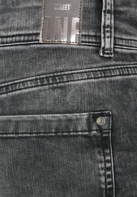 Graue Slim Fit Jeans authentic dark grey wash