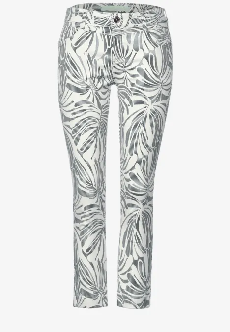 Casual fit broek met print cool vintage green