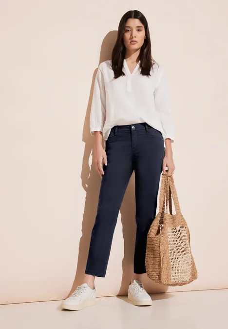 Satijnen 7/8-broek deep blue