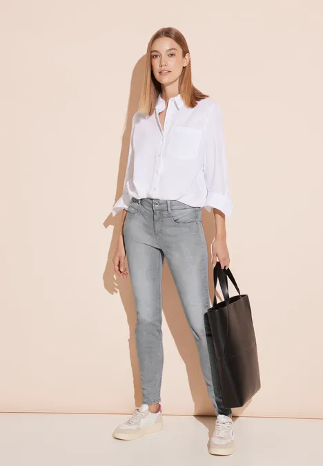 Grijze slim fit jeans light grey random wash