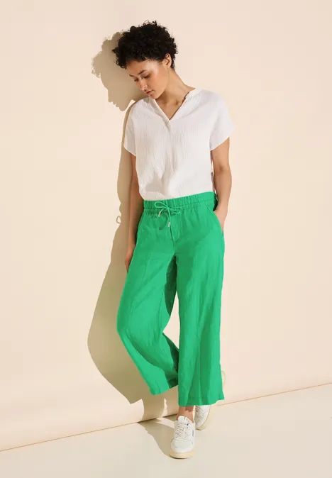 7/8 Culotte Leinenhose soft grass green