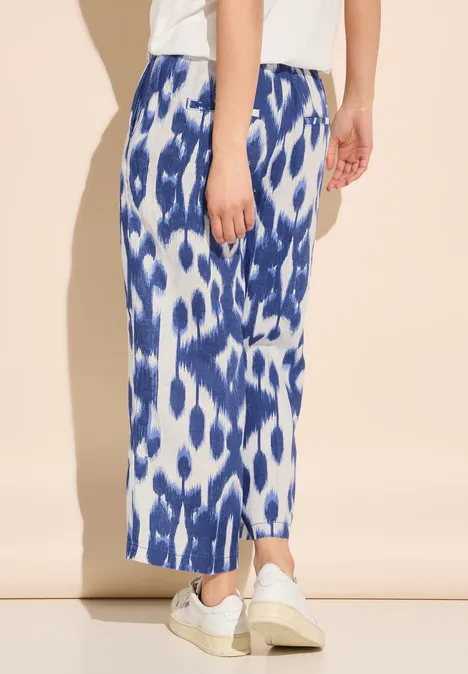 7/8 Print Leinenhose deep water blue