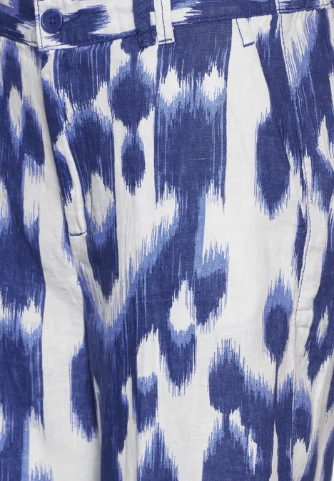 7/8 Print Leinenhose deep water blue