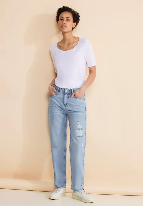 Casual Fit used Jeans light blue destroyed