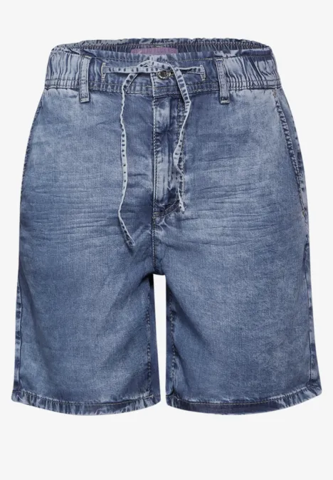 Lyocell jeansshort Dark Blue Random wash