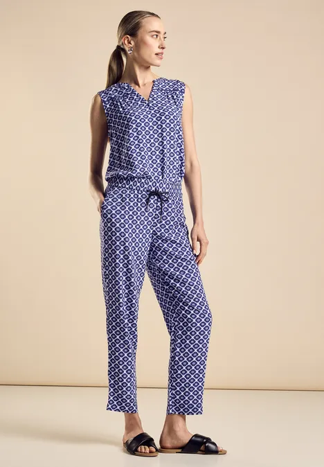 Viskose Hose mit Print deep blue