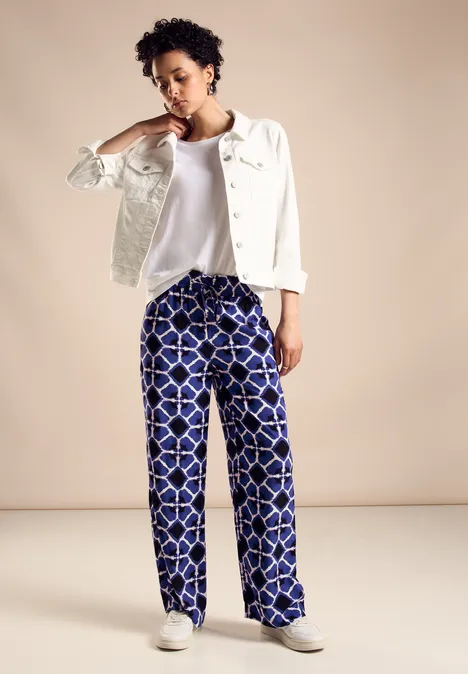 Viskose Hose mit Print violet blue