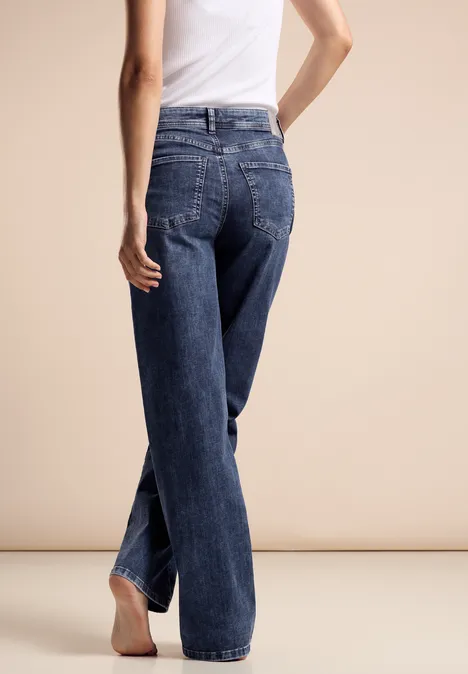 Wide Leg Jeans Dark blue washed