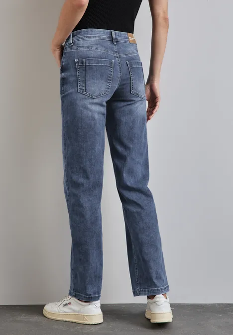 Wide Leg Jeans Medium Blue Soft washed