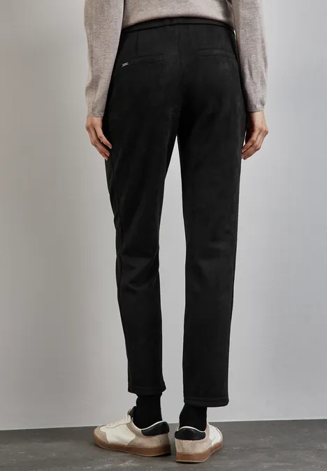 Hose im Velours-Look Black