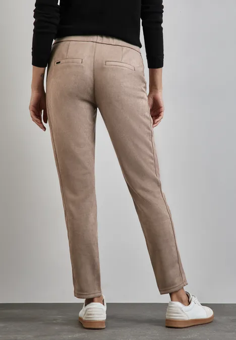Hose im Velours-Look driftwood beige