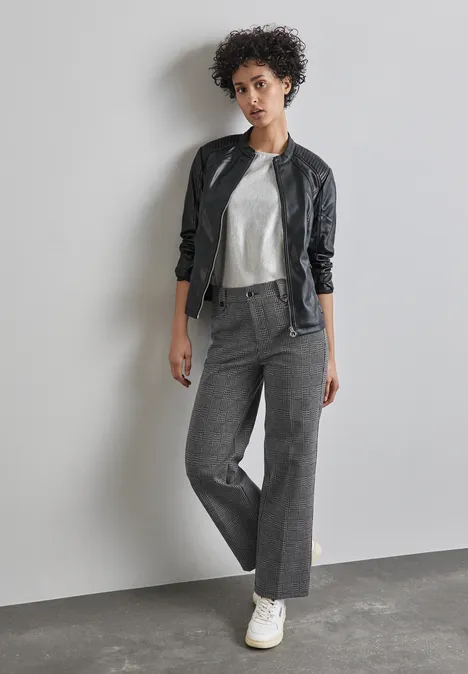 Karierte Straight Leg Hose Black