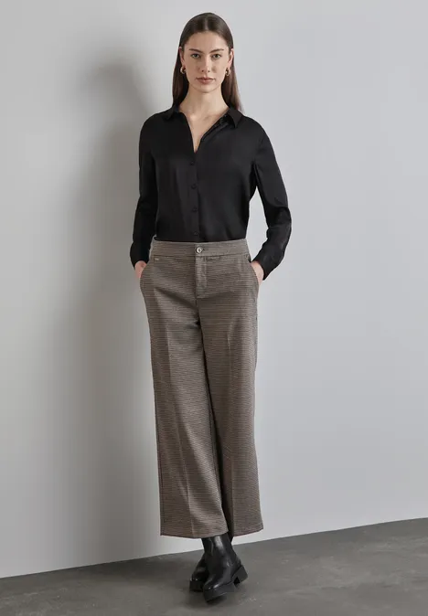 Karierte Wide Leg Hose ashen maple beige