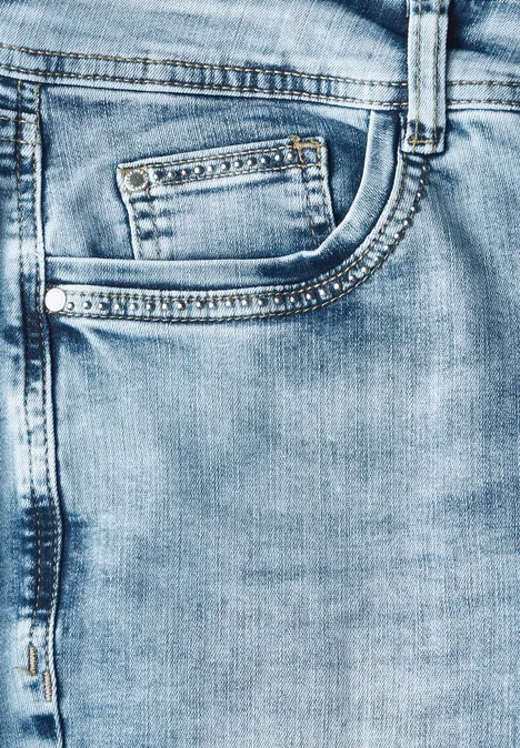 3/4 Jeans mit Glitzer-Detail Medium Blue Random Acid