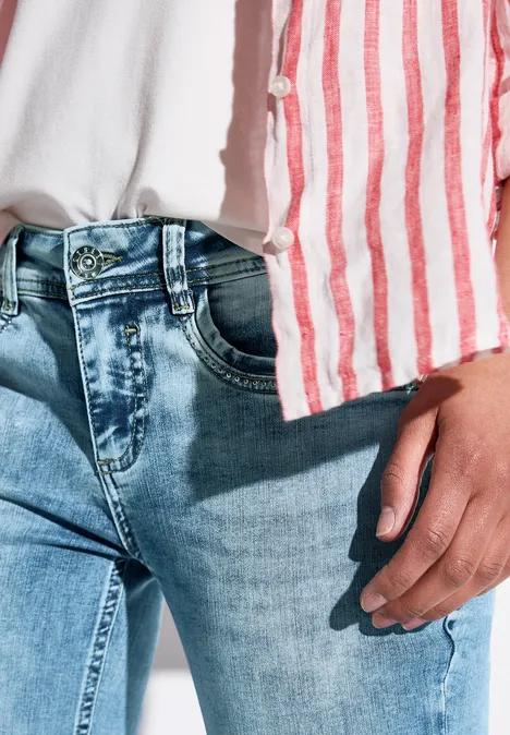 3/4 Jeans mit Glitzer-Detail Medium Blue Random Acid