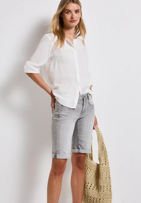Bermuda Jeans Light Grey Random Washed