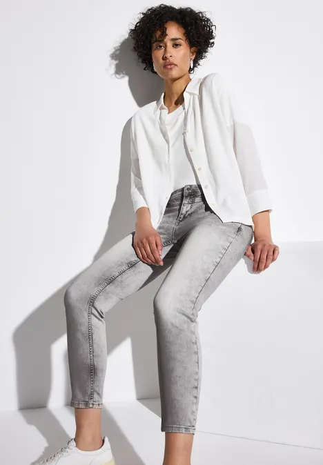 7/8-Jeans im Slim Fit Light Grey Random Washed