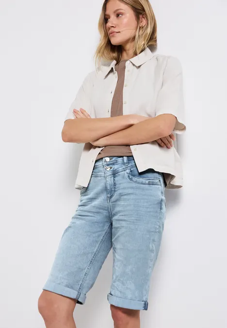 Bleached Bermuda Jeans Ultra Bleach Random Washed
