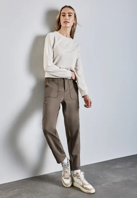 Jersey Twill Cargo-Hose muddy brown