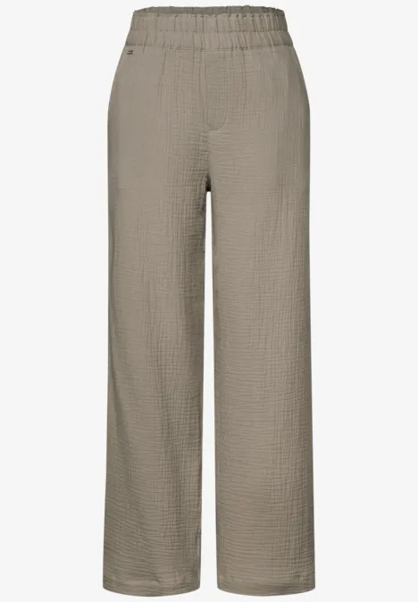 Wide Leg Musselin Hose cool ivory