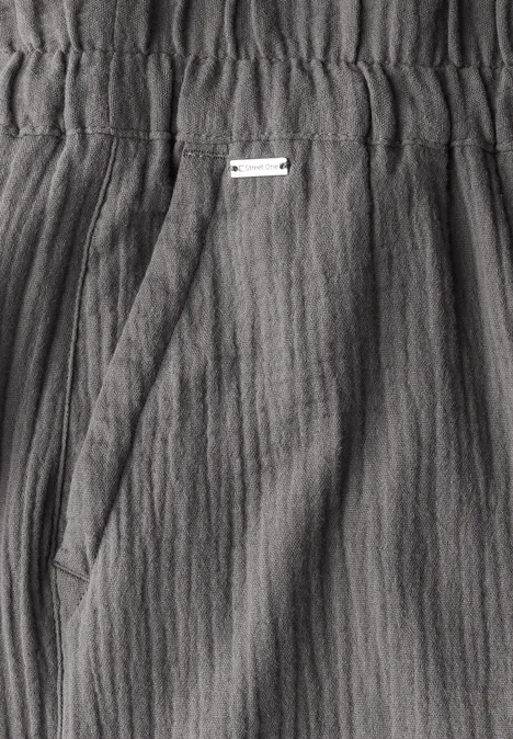 Wide Leg Musselin Hose overcast grey