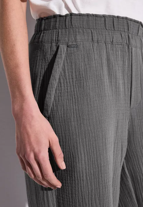 Wide Leg Musselin Hose overcast grey