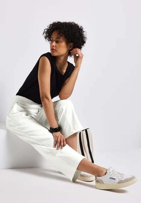 Straight Leg 7/8 Twill-Hose off white