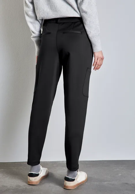 Jersey Twill Cargo-Hose Black