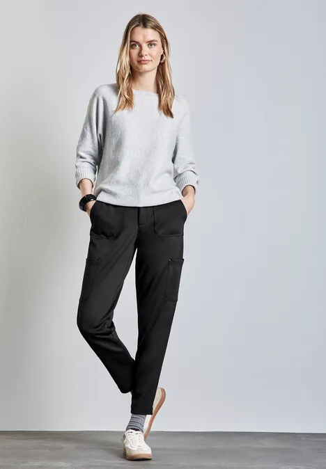 Jersey Twill Cargo-Hose Black