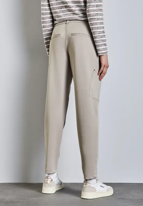 Jersey Twill Cargo-Hose stone beige