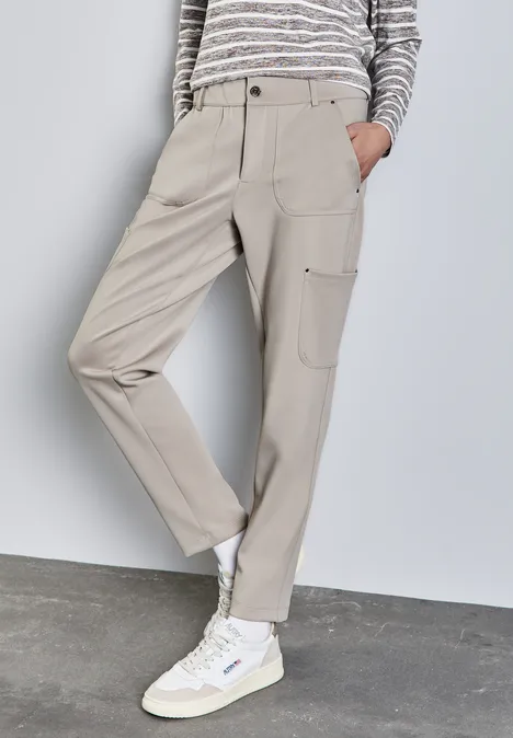 Jersey Twill Cargo-Hose stone beige