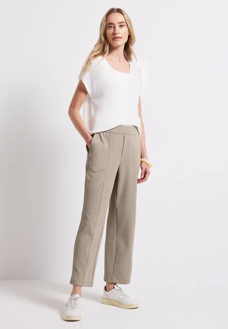 Straight Leg Twill-Hose buff grey
