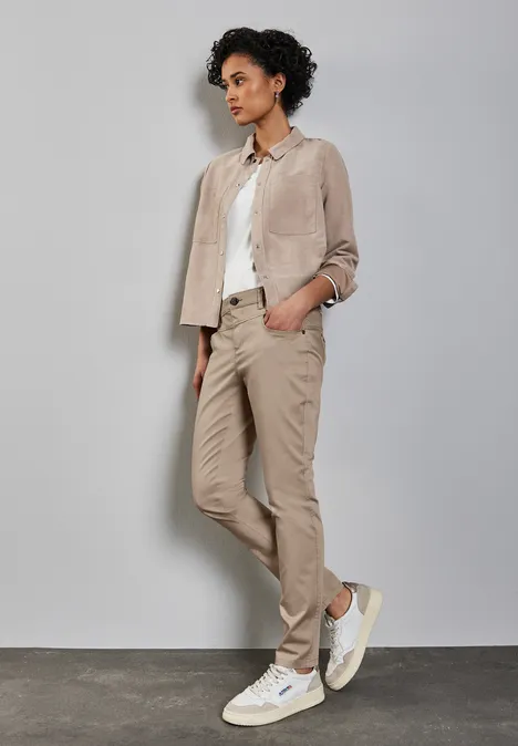 Hose im Casual Fit safari beige