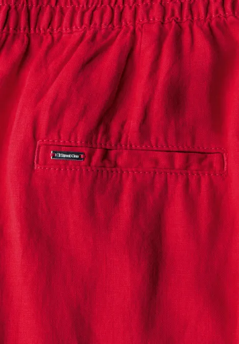 Lniane spodnie z szerokimi nogawkami glory red