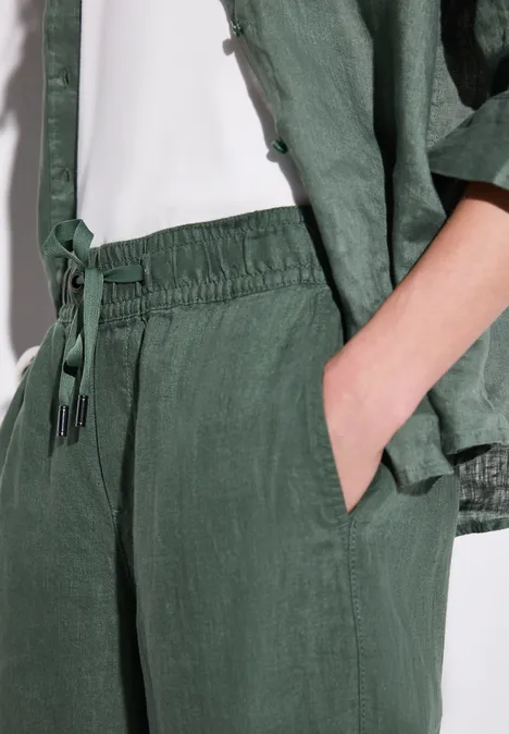 Leinen Culotte garden green