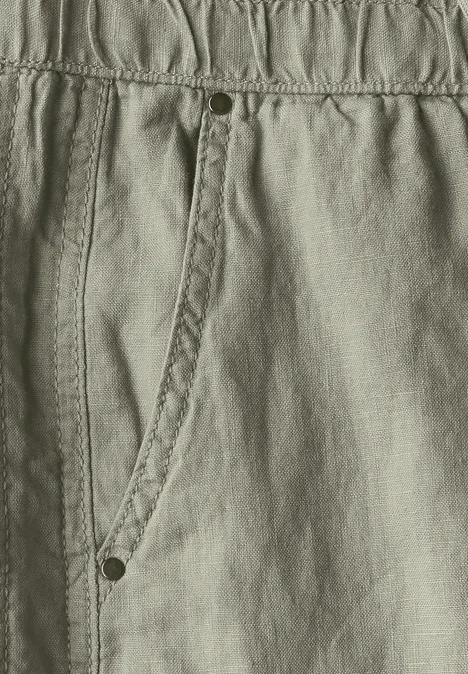 Leinenhose im Cargo-Look pale mud green